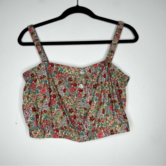 Roller Rabbit Multicolor Floral Crop Tank Top 70's Style Summer Size Medium Boho - Picture 1 of 9